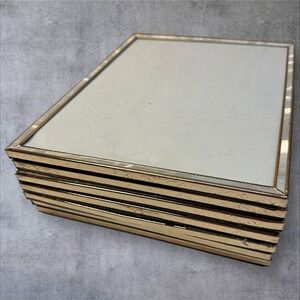 Set of 7 Vintage‎ 8x10 Gold Beaded Metal Picture Frame-Satin Ribbon Inlay-Glass